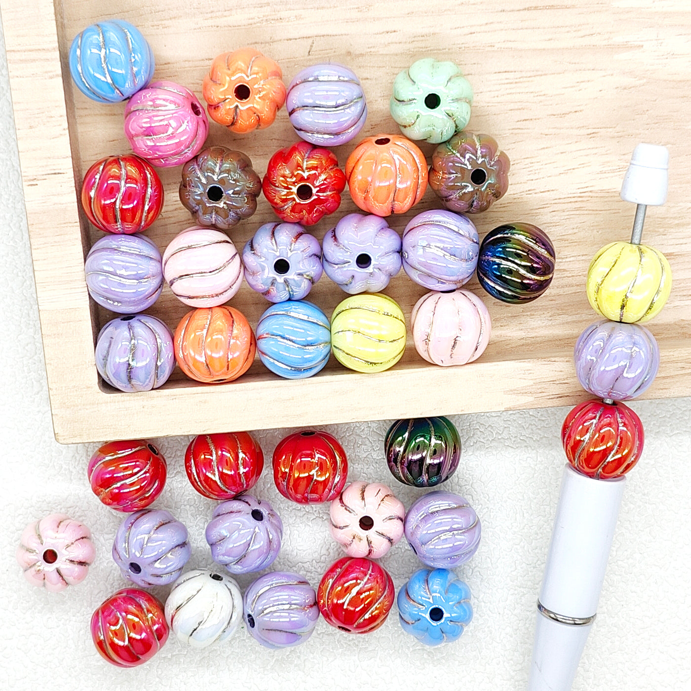 Iridescent Pumpkin Beads for Halloween,16mm Acrylic Beads