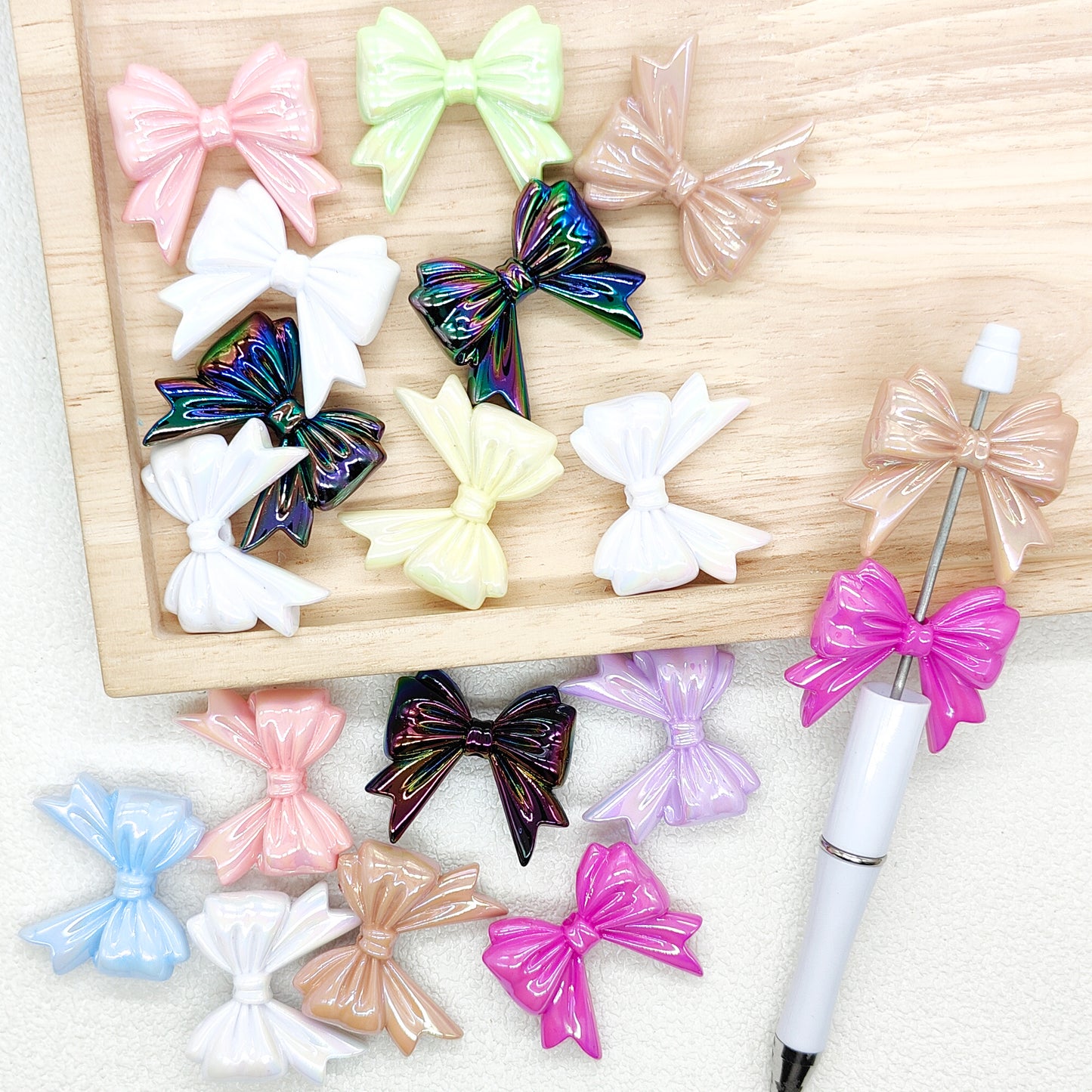 Large UV 3D Bow Acrylic Beads,Assorted Bowknot Beads