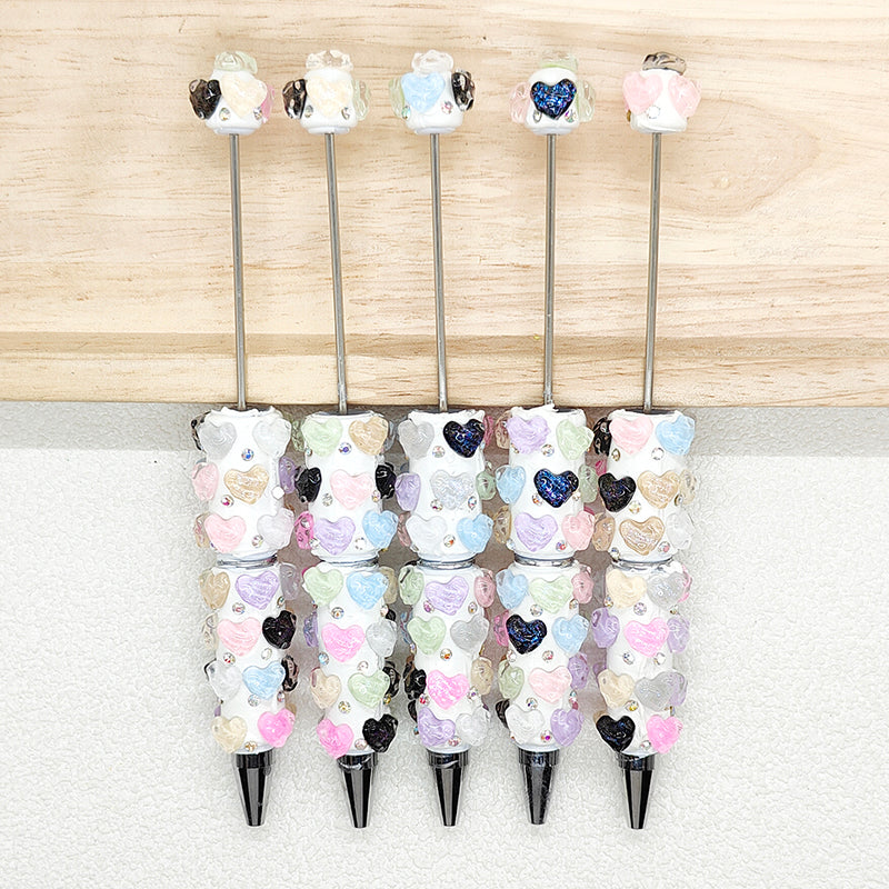 Love Heart Rhinestone Beadable Pen,Pen Accessories