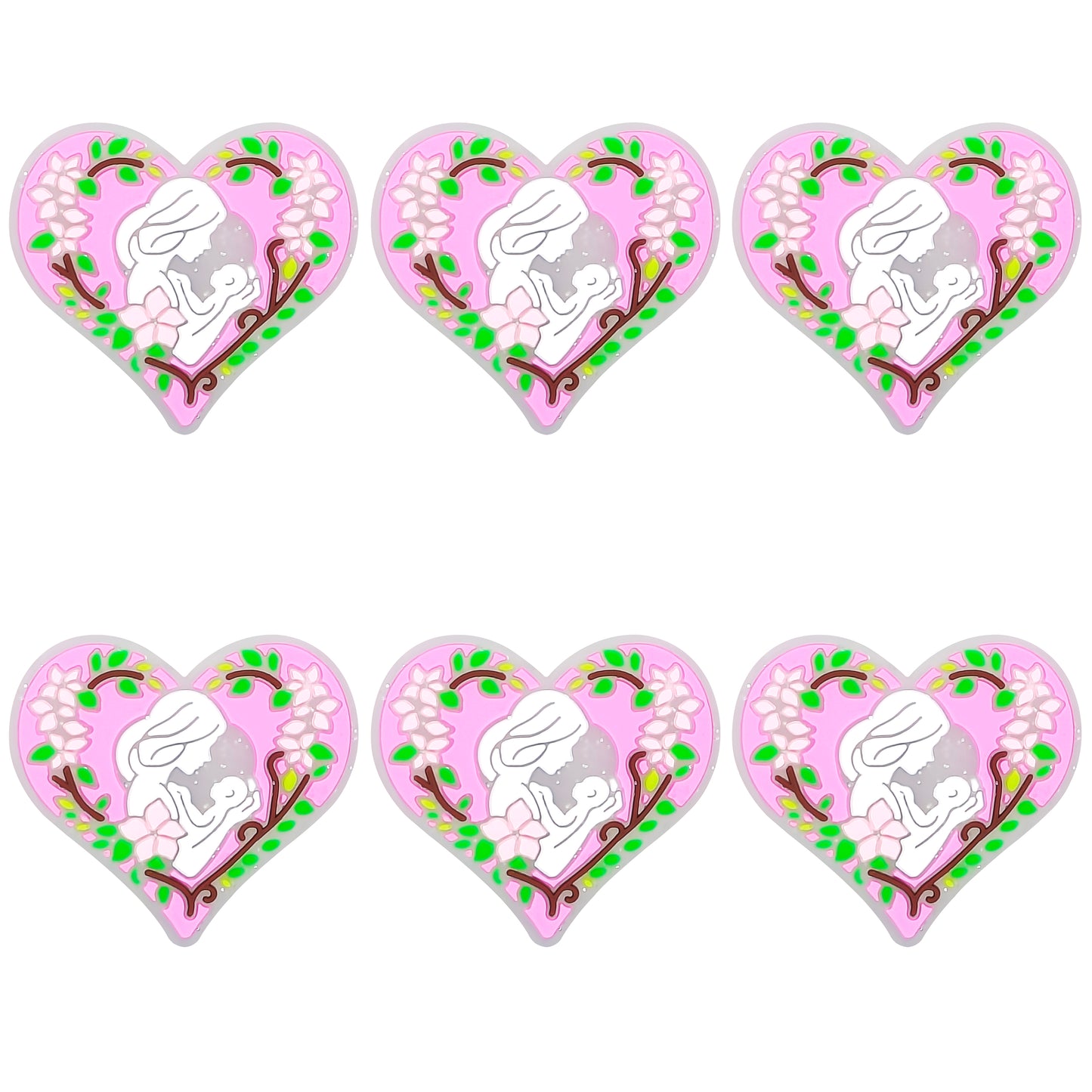 Mother And Baby Heart Glitter Focal