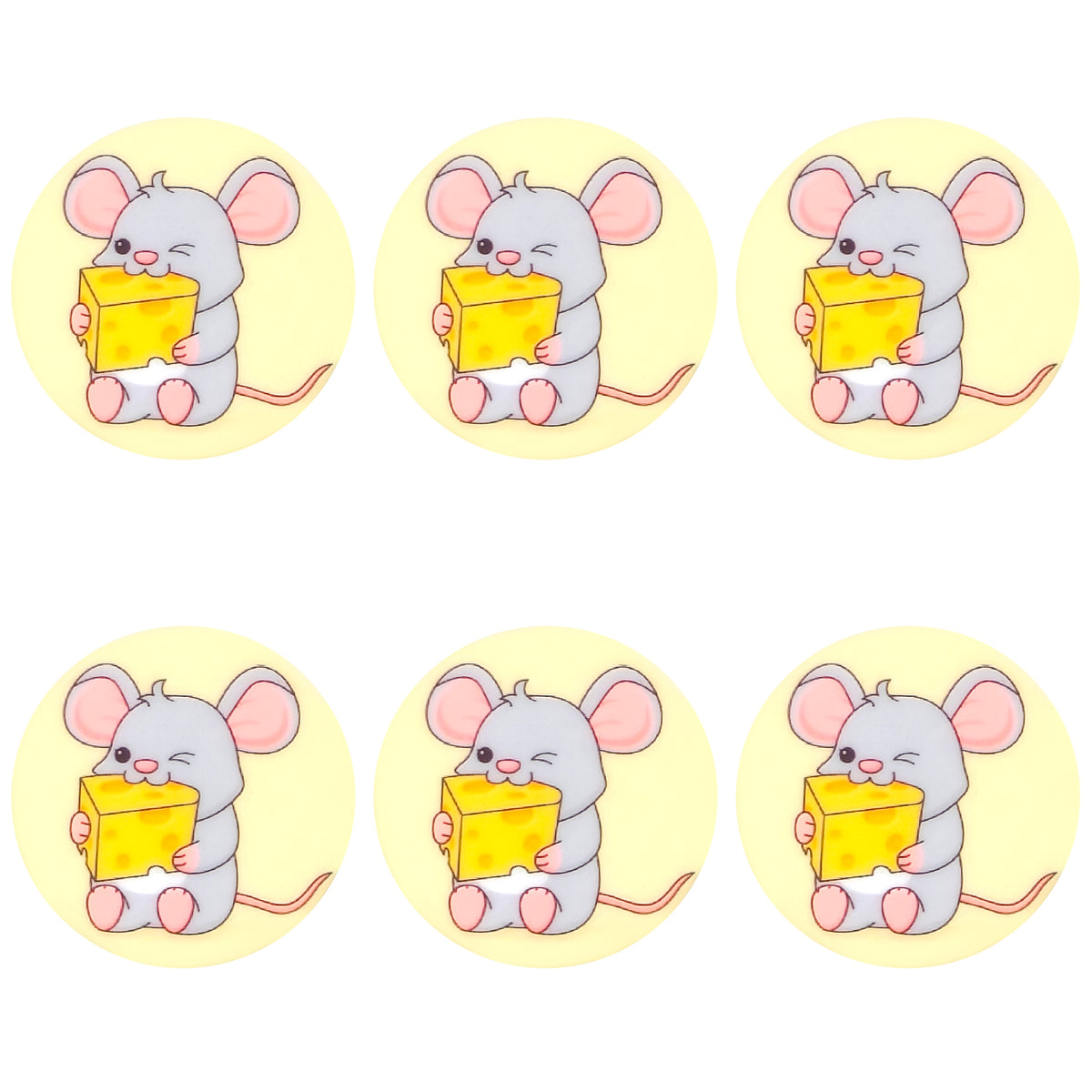 Mouse Cheese Flat Round Print Focal