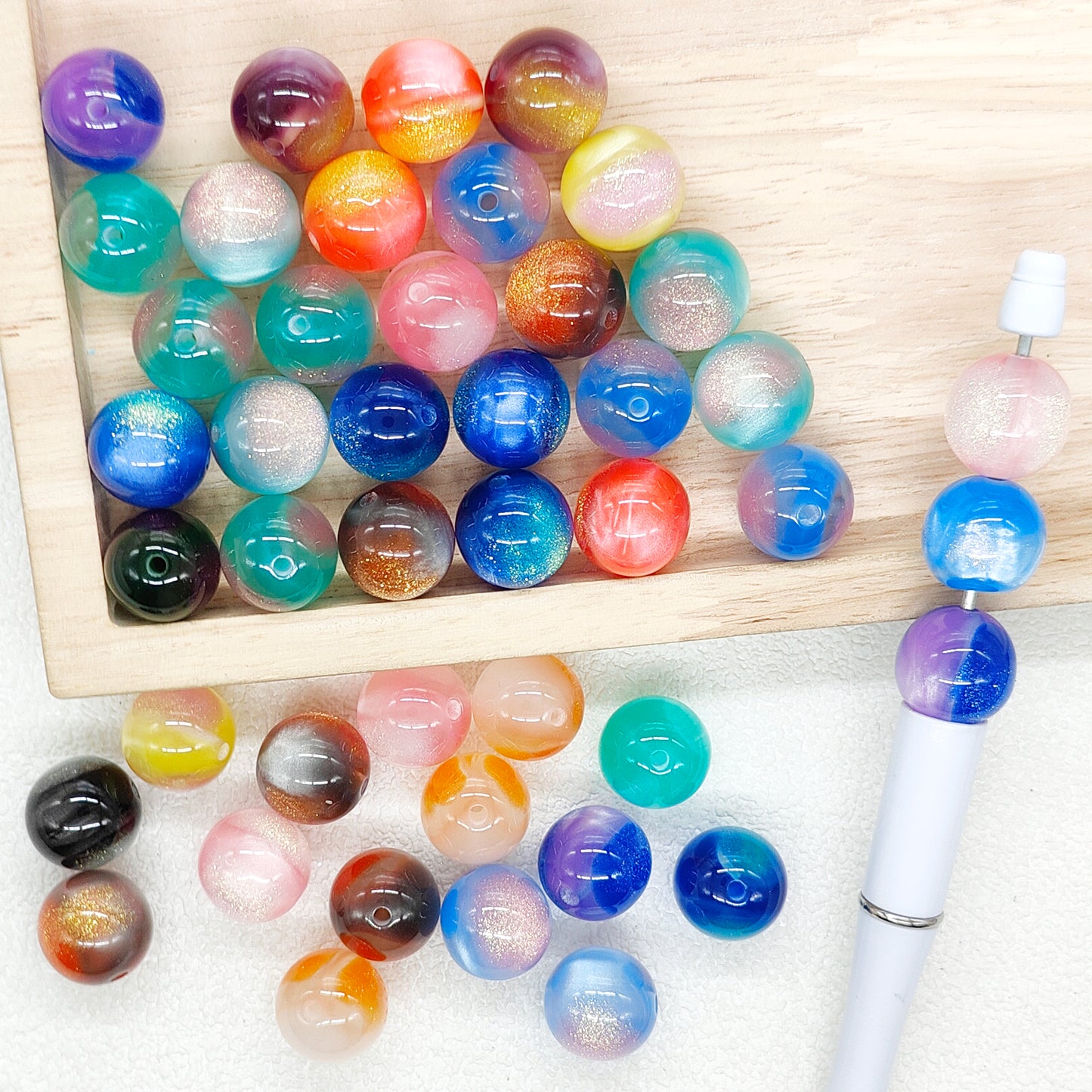 New 16mm Gradient Shimmer Gumball Resin Beads,Acrylic Beads