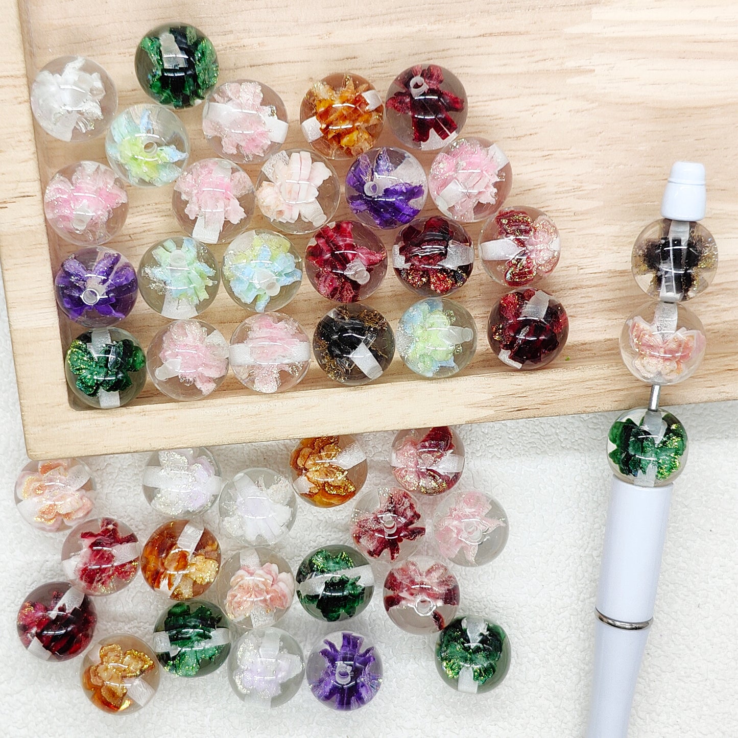 New Butterfly Flower Resin Acrylic Beads,16mm Gumball Beads