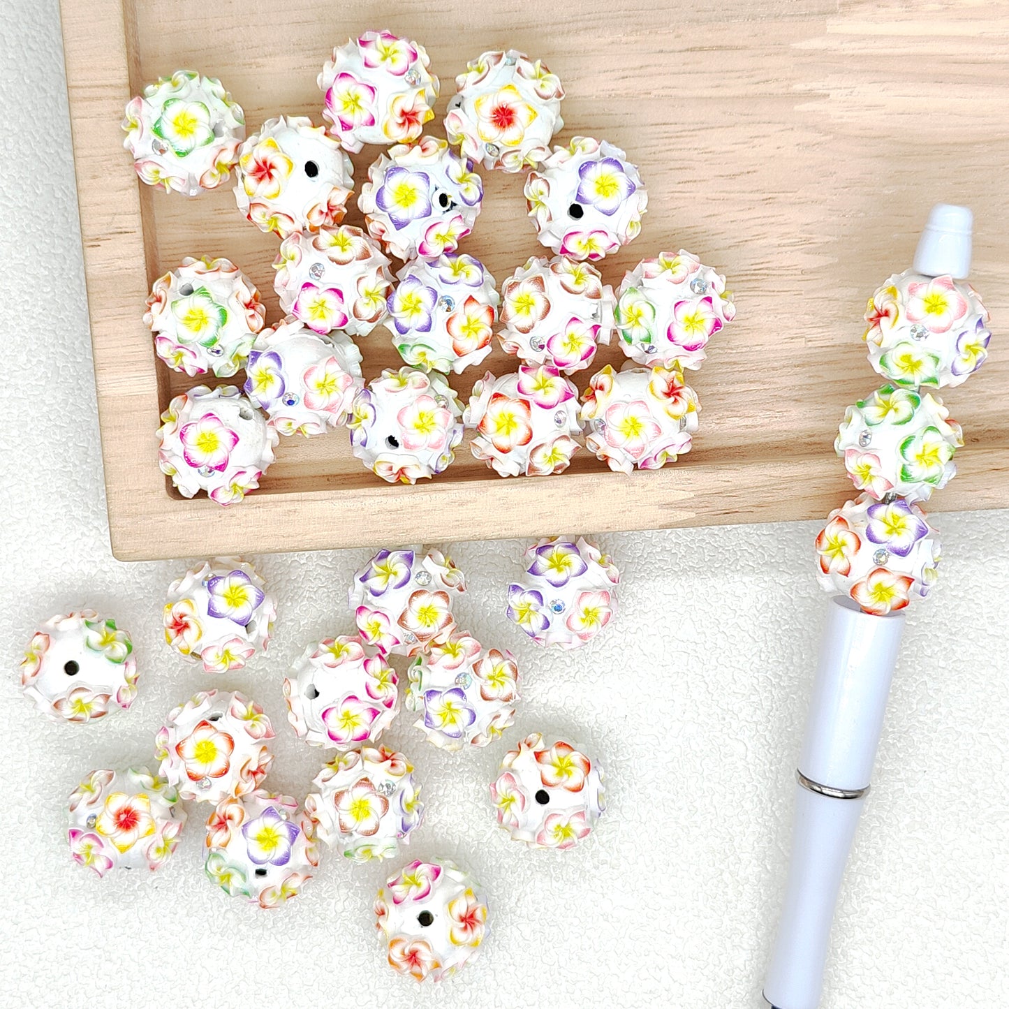 New Fancy Flower Polymer Clay Rhinestone Beads