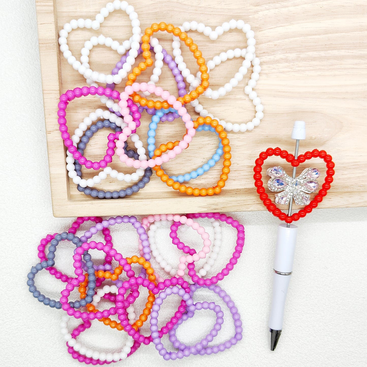 New Large 48mm Heart Loop Beads,Acrylic Frame with 2 Hole