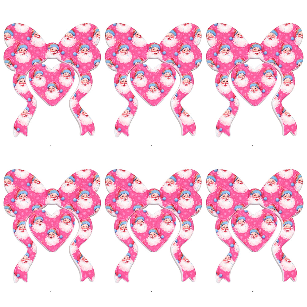 Pink Santa Bow Heart Print Focal