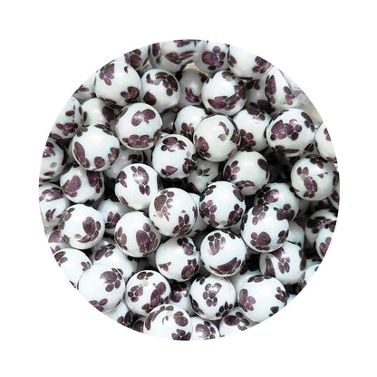 15mm Round Opal Print Silicone Beads