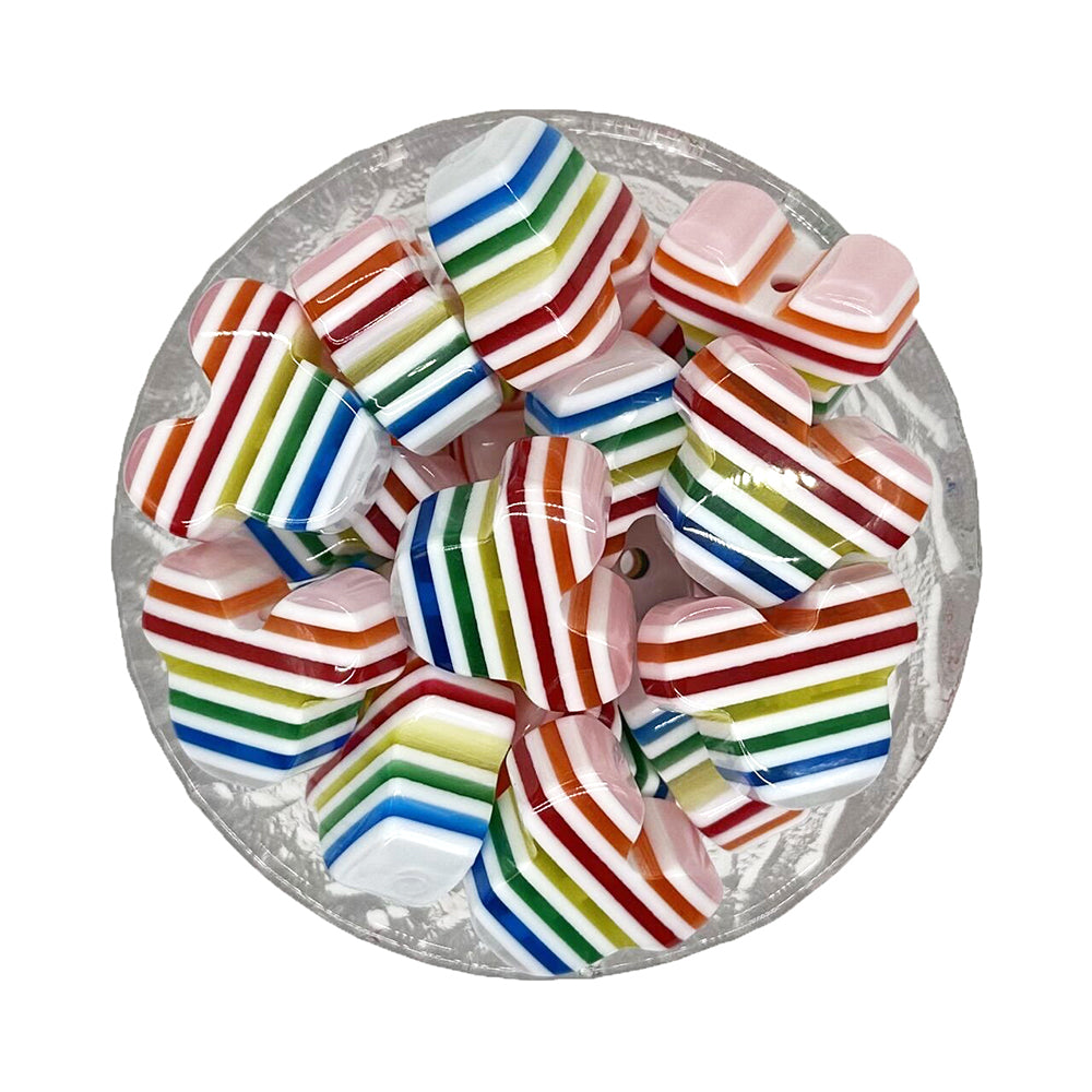 White Rainbow Mouse Head Bubblegum Acrylic Beads