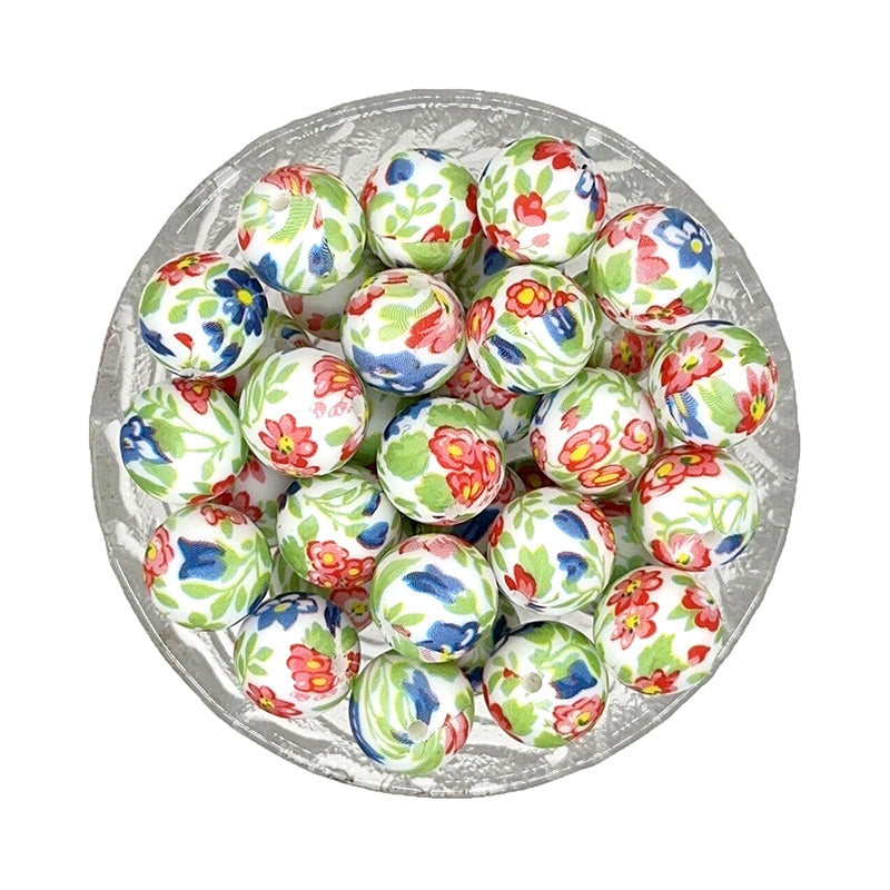 15mm Christmas Santa Claus Print Round Silicone Beads