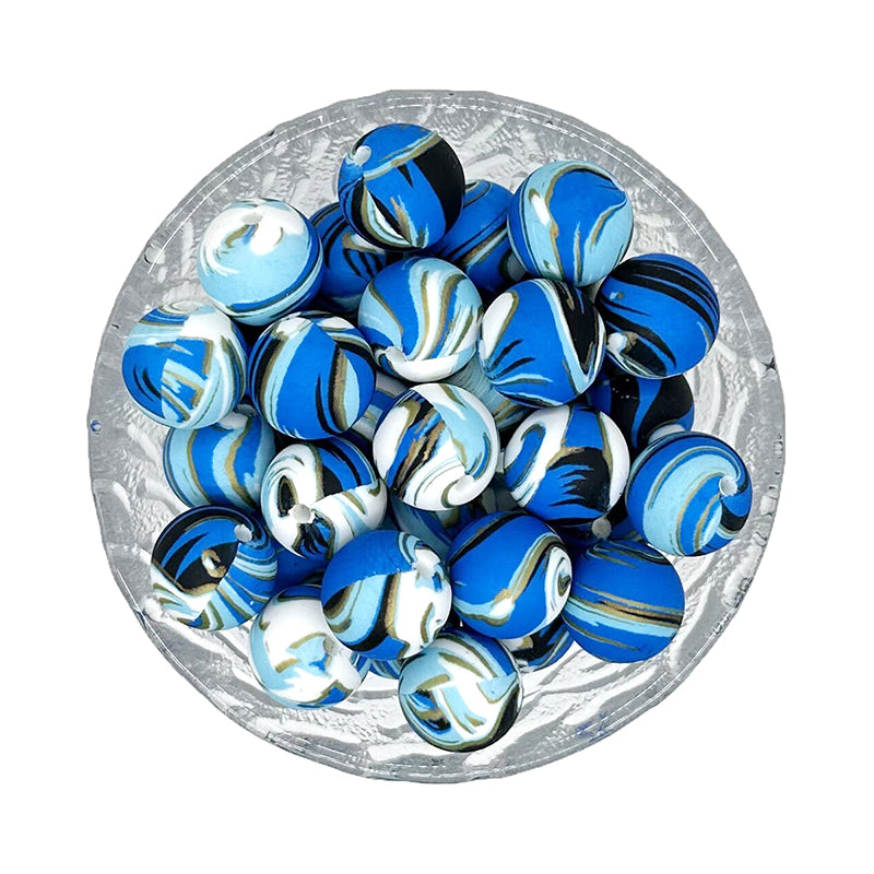 15mm Print Round Silicone Beads