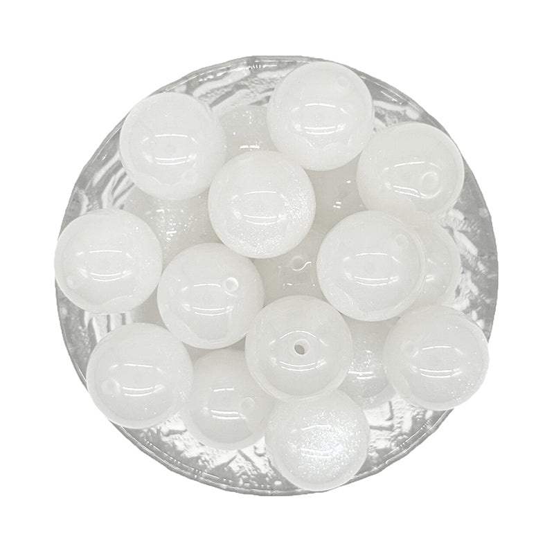 20mm White Glitter Chunky Bubblegum Acrylic Beads