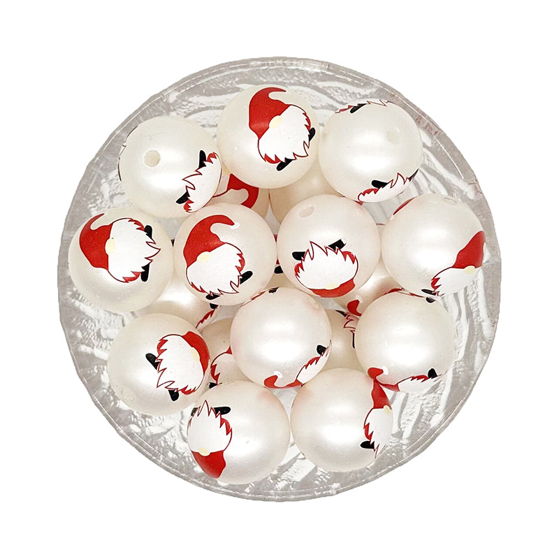 20mm Red Gnome Print Bubblegum Acrylic Beads