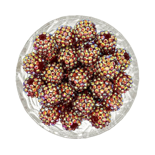 16mm Red AB Rhinestone Bubblegum Beads