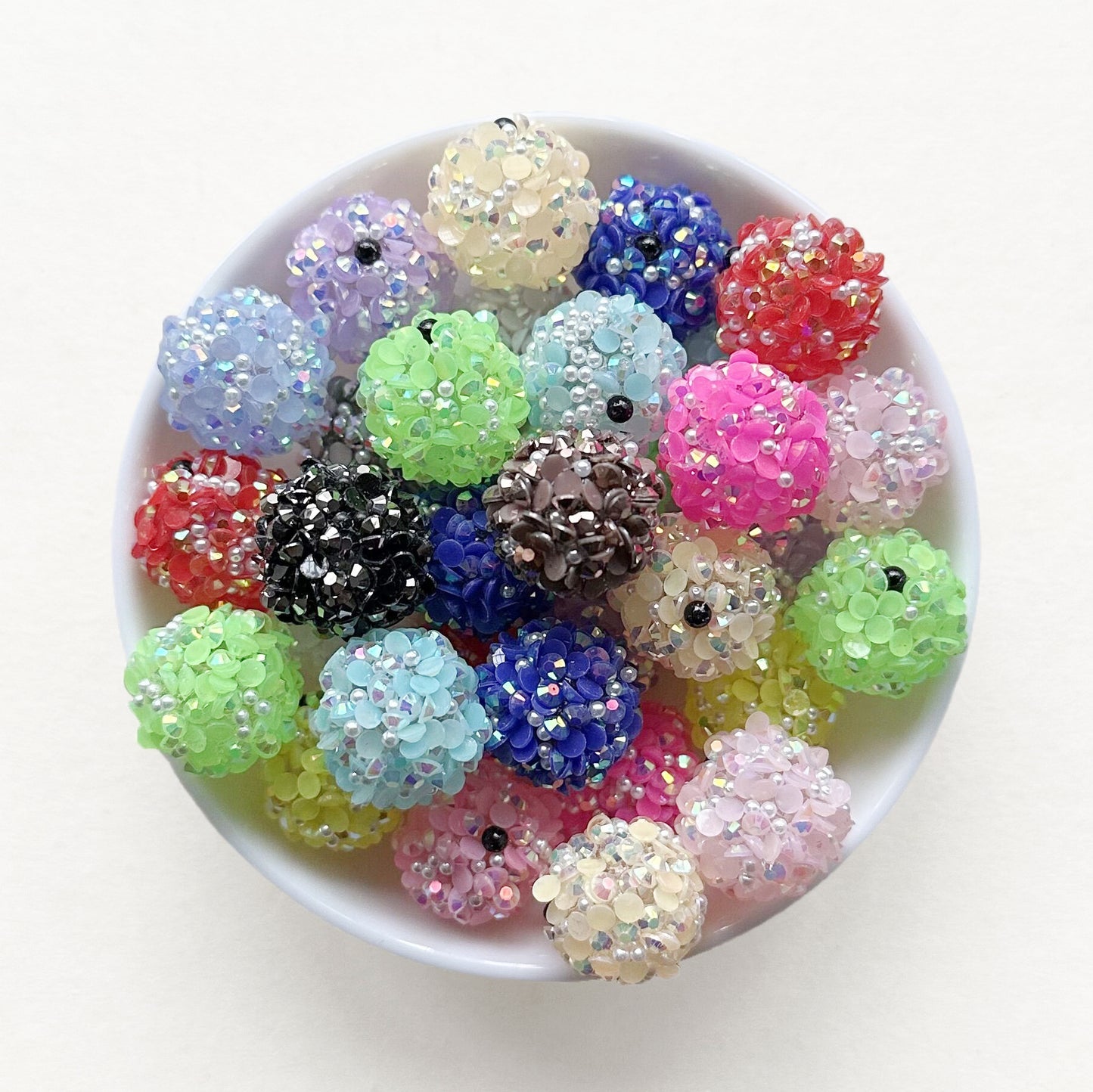 18mm Bubblegum Rhinestone Ball Acrylic Beads
