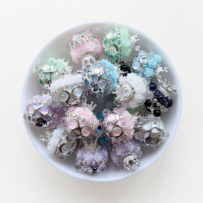 Sparkle Opal Stone Rhinestone Pave Flower Crown Beads