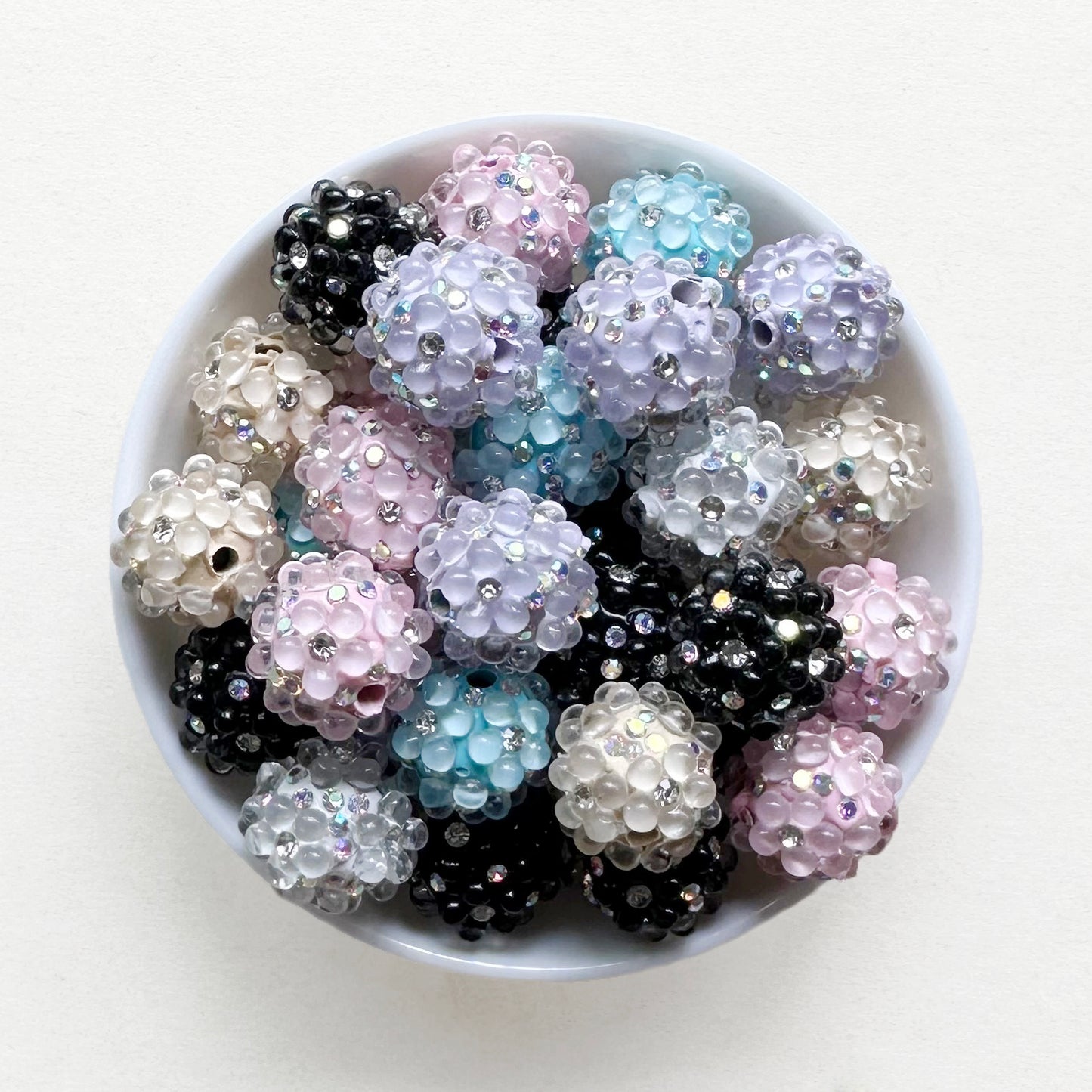 20mm Sparkle Daisy Flower Ball Rhinestone Clay Beads