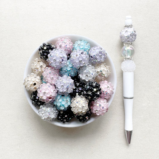 20mm Sparkle Daisy Flower Ball Rhinestone Clay Beads