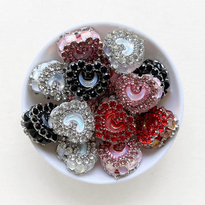 Moon Gem Heart Polymer Clay Beads, Fancy Beads