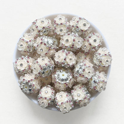 Bling Rhinestone Flower Fancy Beads, Acrylic Beads