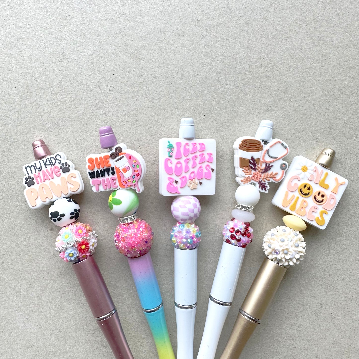 5Pcs Beadable Pen Loose Beads Assorted Kit DlY Beaded Pen