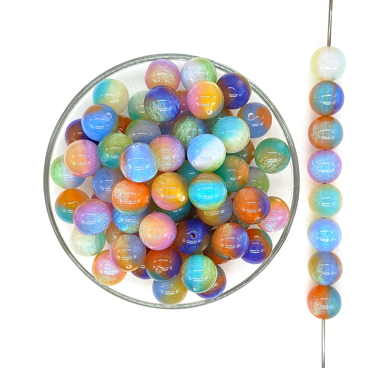 16mm UV Colorful Glitter Gumball Acrylic Beads Mix