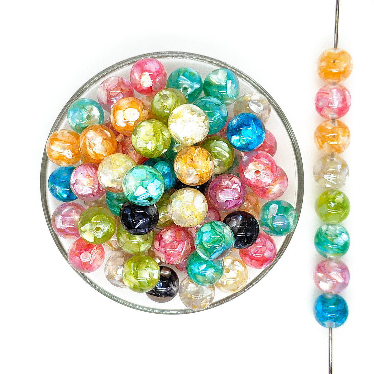 16mm 20mm UV Shell Flakes Gumball Acrylic Beads