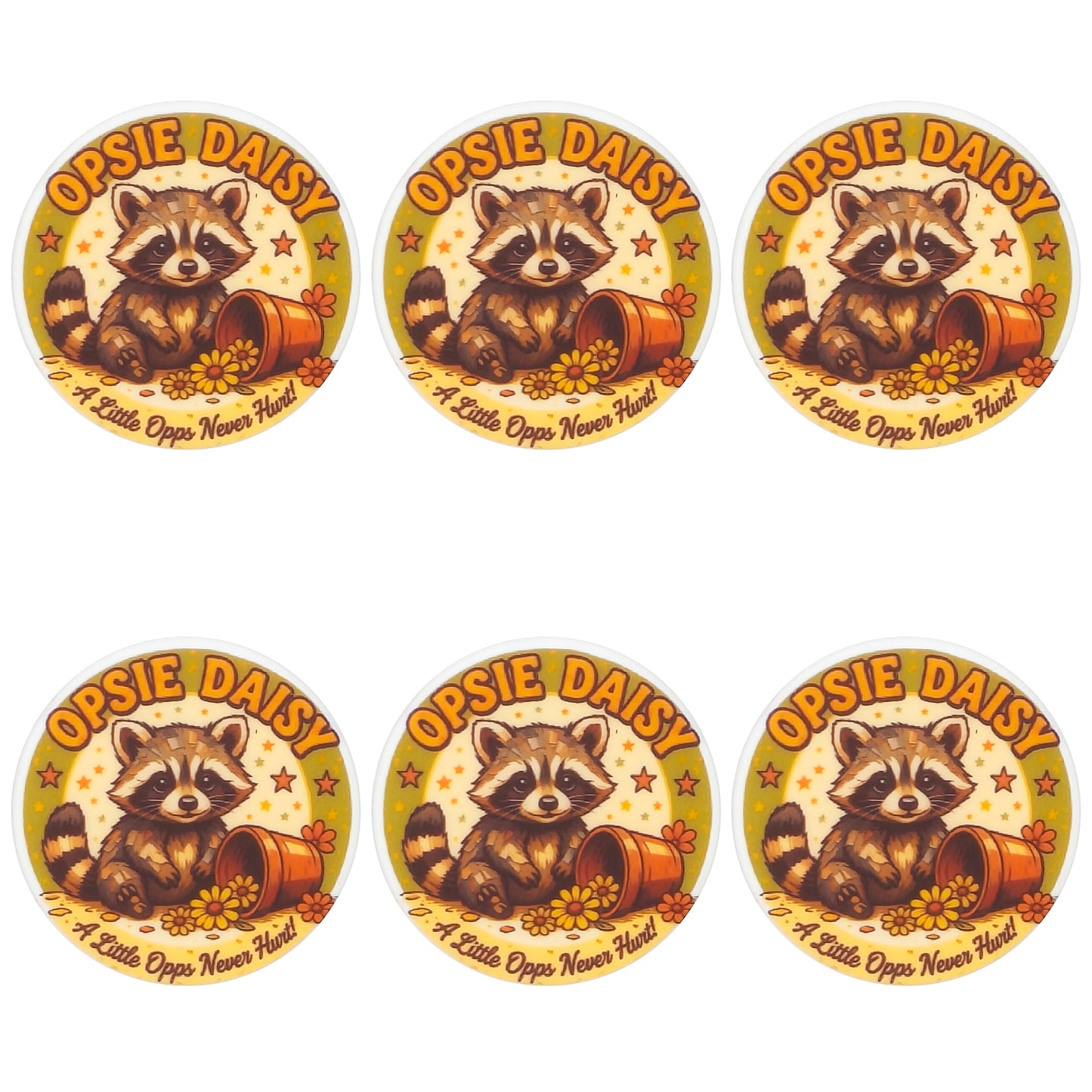 Raccoon Daisy Round Print Focal