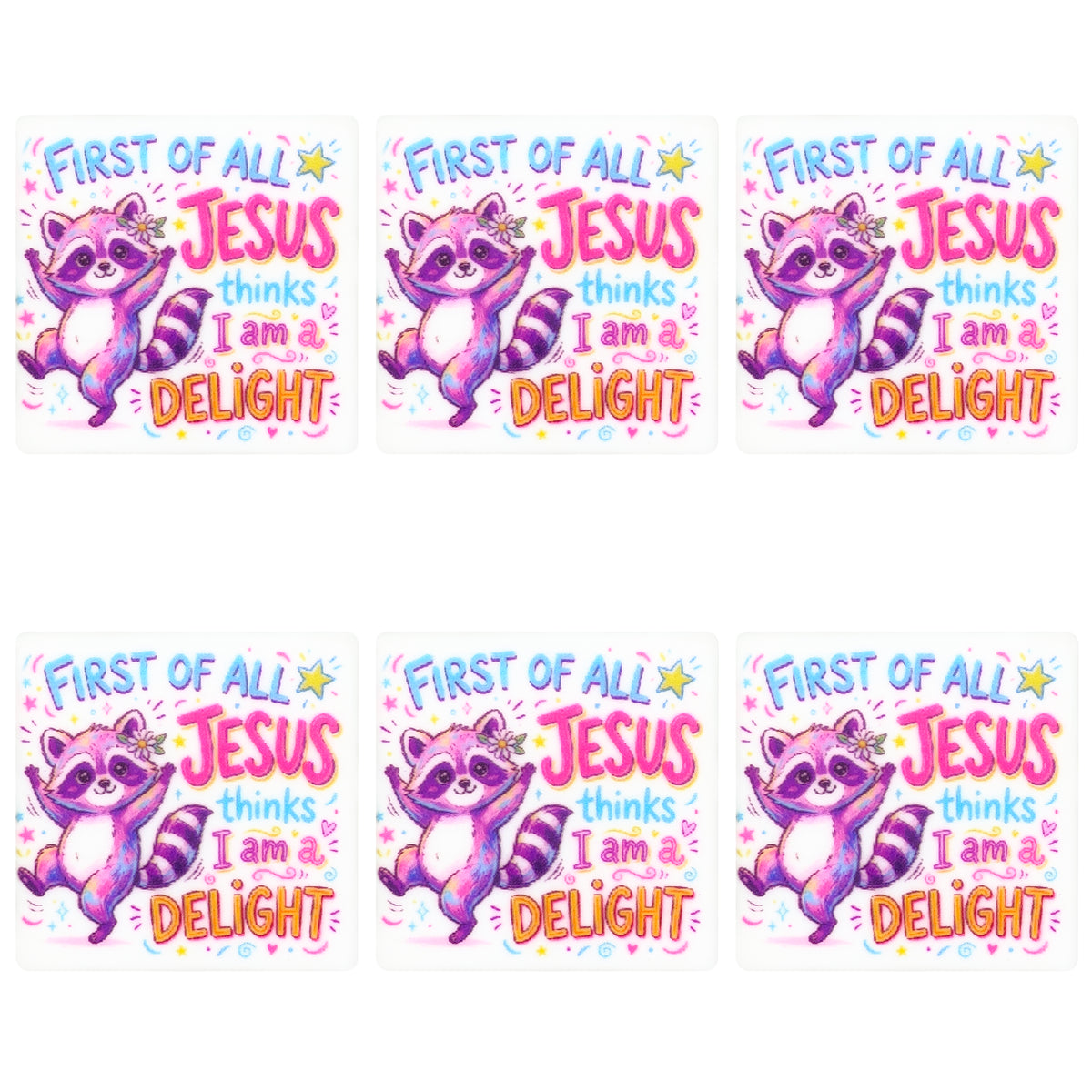 Raccoon Jesus Square Print Focal