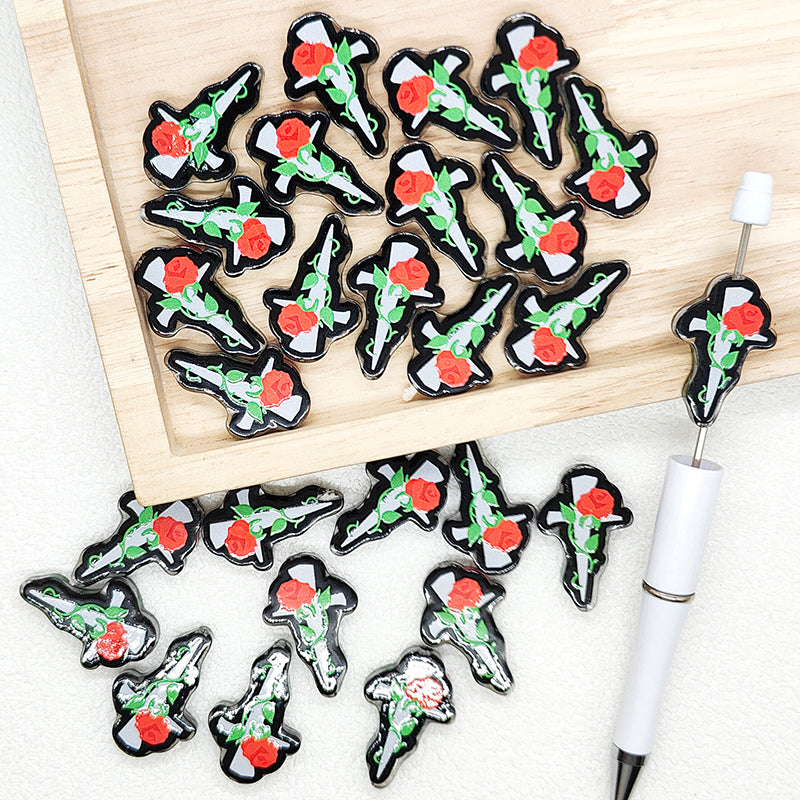 Rose Cross Acrylic Focal Beads,Shape Loose Beads