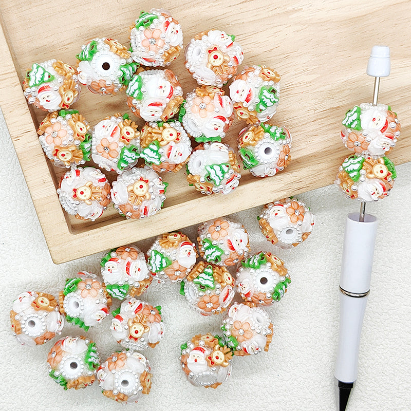 Santa Deer Tree Pearl Acrylic Beads,Winter Christmas Facny Beads