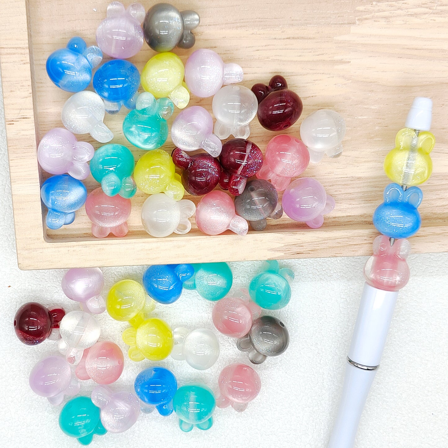 Shimmer Bunny Acrylic Rabbit Shape Glitter Resin Bead