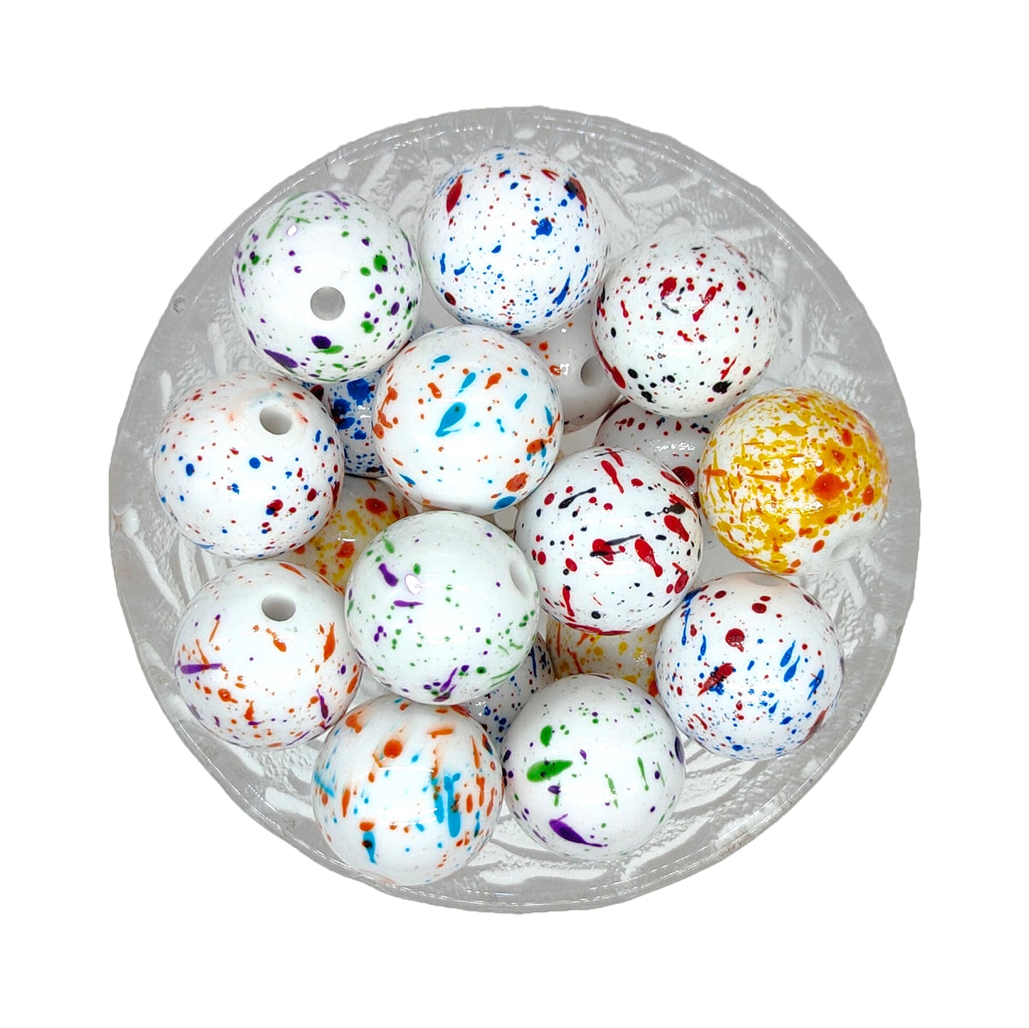 20mm Splash Print Chunky Bubblegum Acrylic Beads