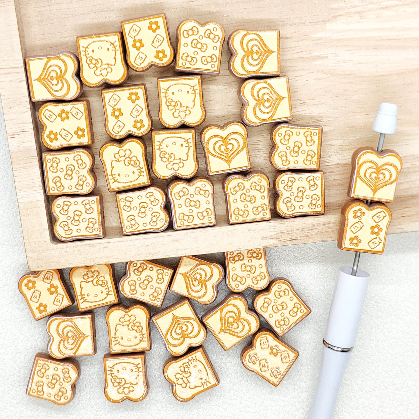 Square Toast Bread Shaped Acrylic Focal Beads
