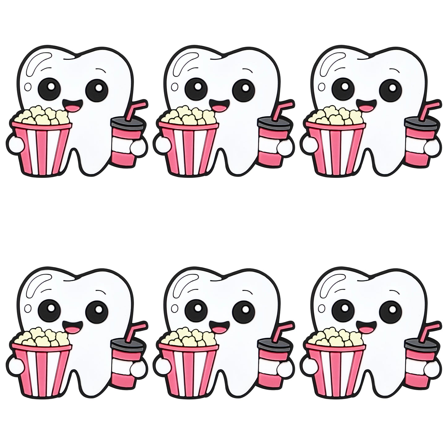 Teeth Holding Popcorn Milk Tea Focal