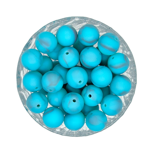 15mm - Turquoise Marble Silicone Beads - Round