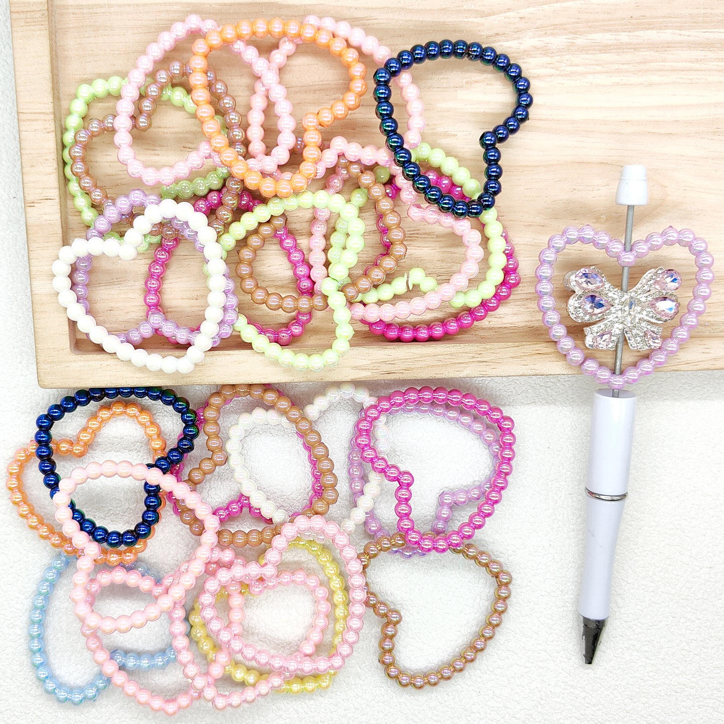 UV Acrylic Colorful Heart Loop Frame,Focal Loop Beads