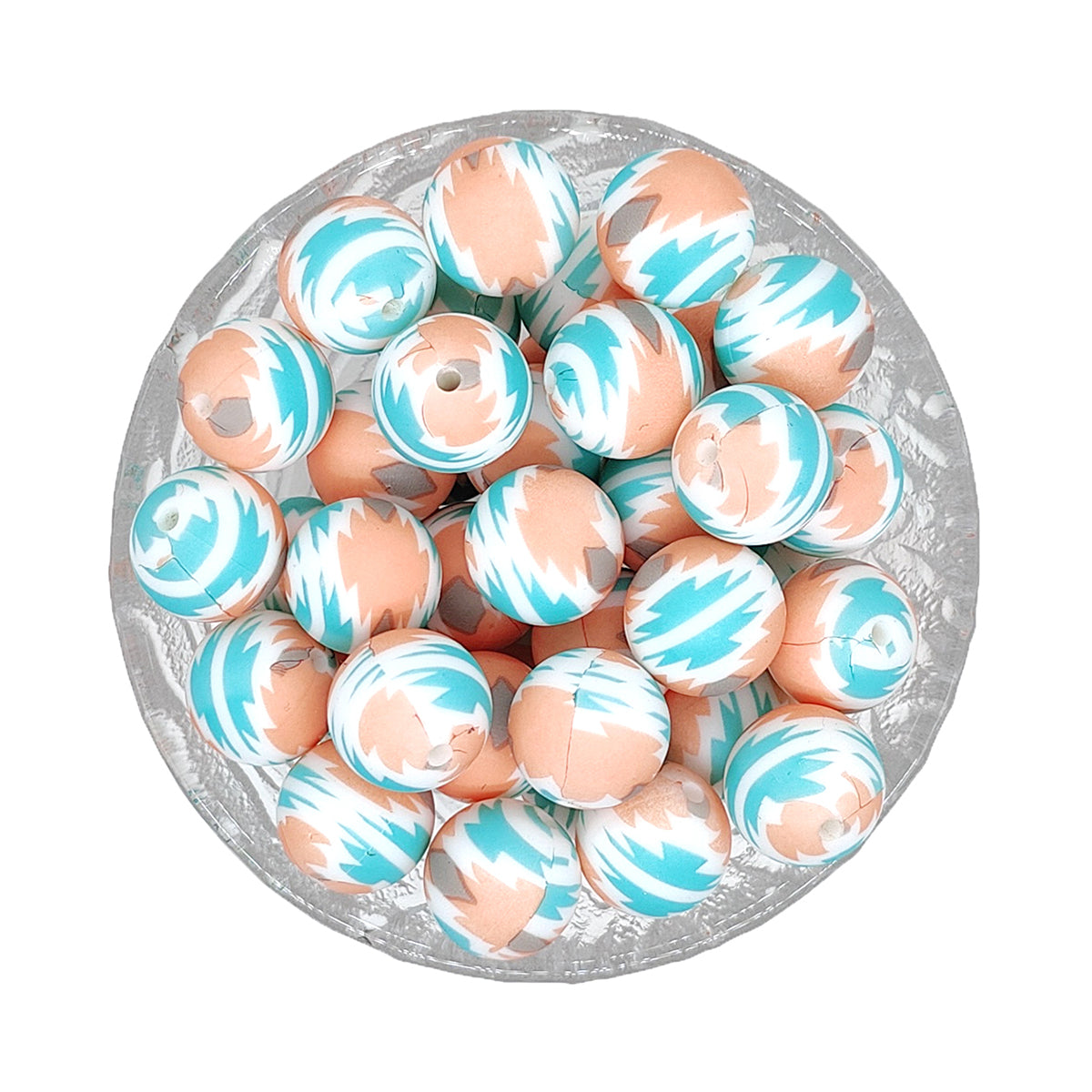 15mm Western Aztec Print Round Silicone Beads