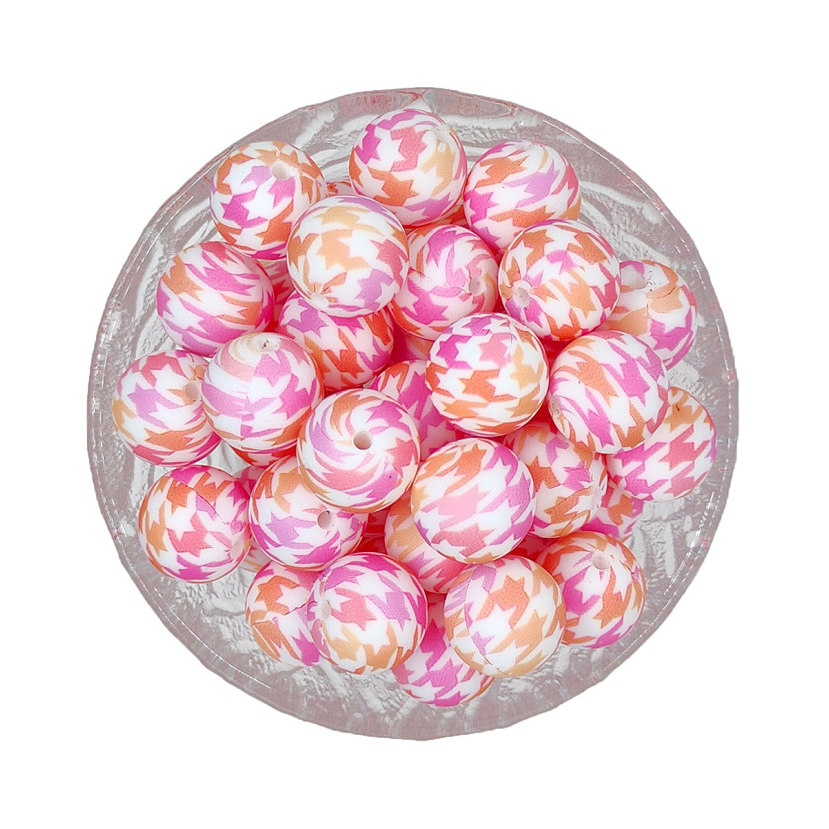 15mm Pink Bat Print Round Silicone Beads