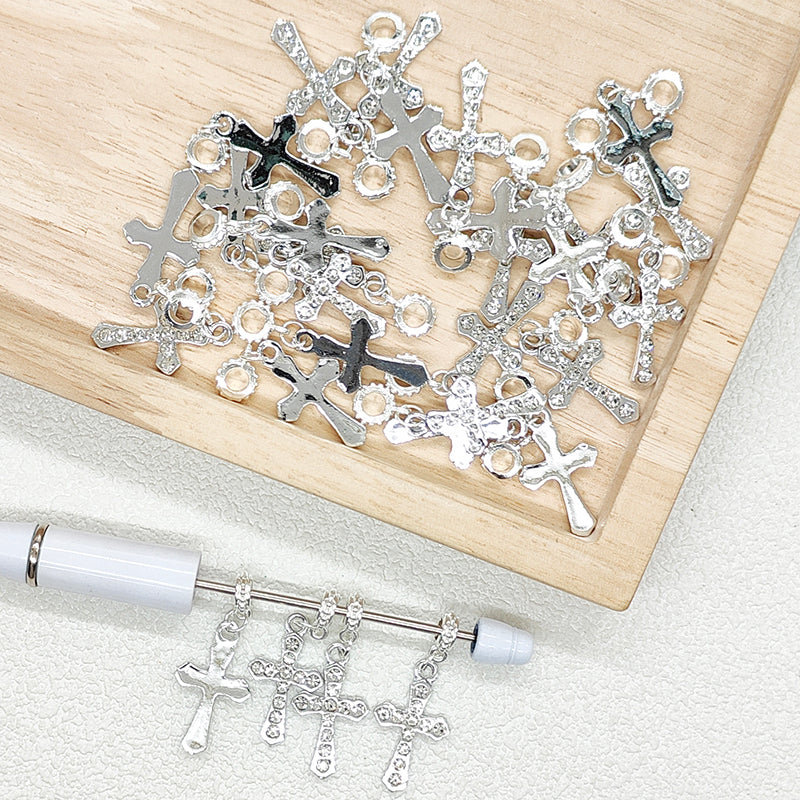 Crystal Cross Bail Beads,Beadable Pen Charm Beads
