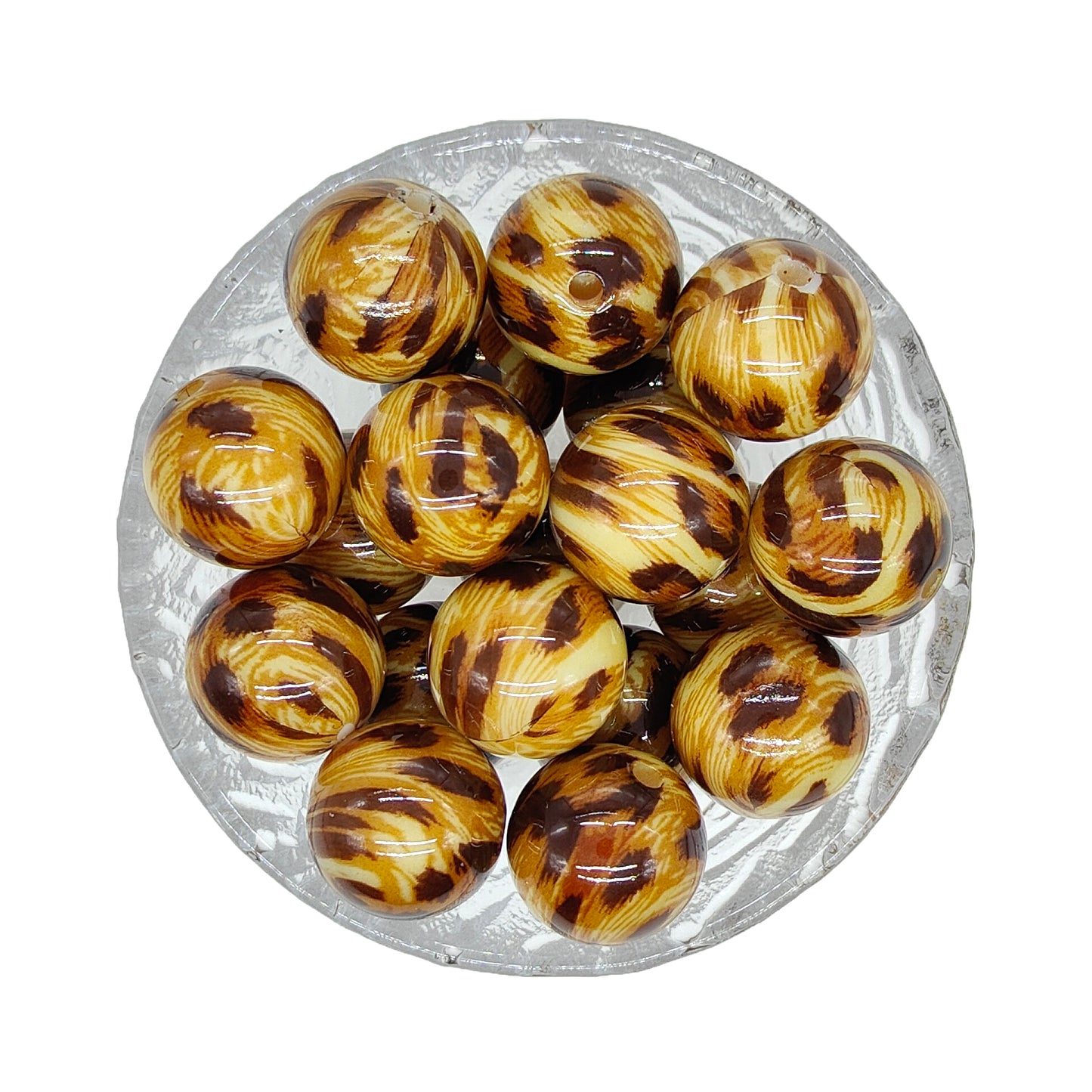 20mm Cheetah Animal Print Chunky Bubblegum Acrylic Beads