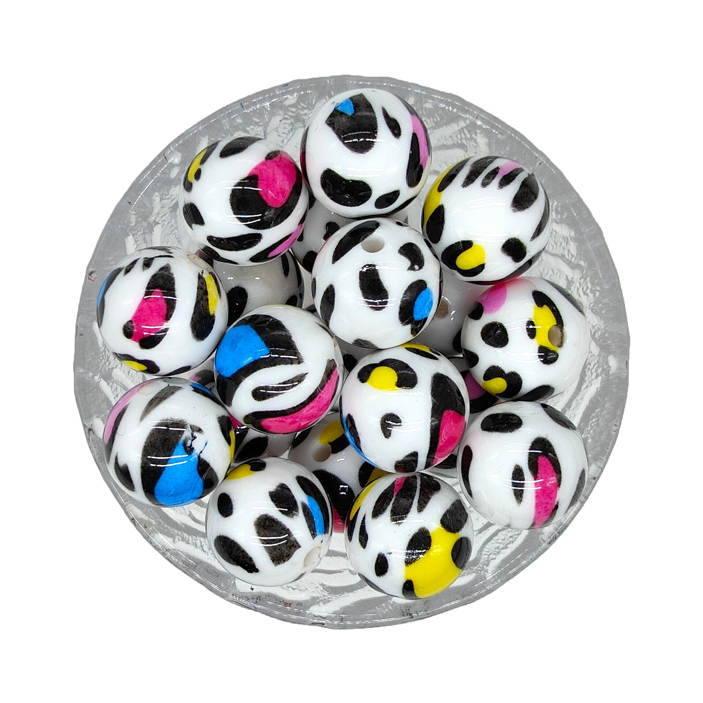 20mm Colorful Leopard Animal Print Chunky Bubblegum Acrylic Beads