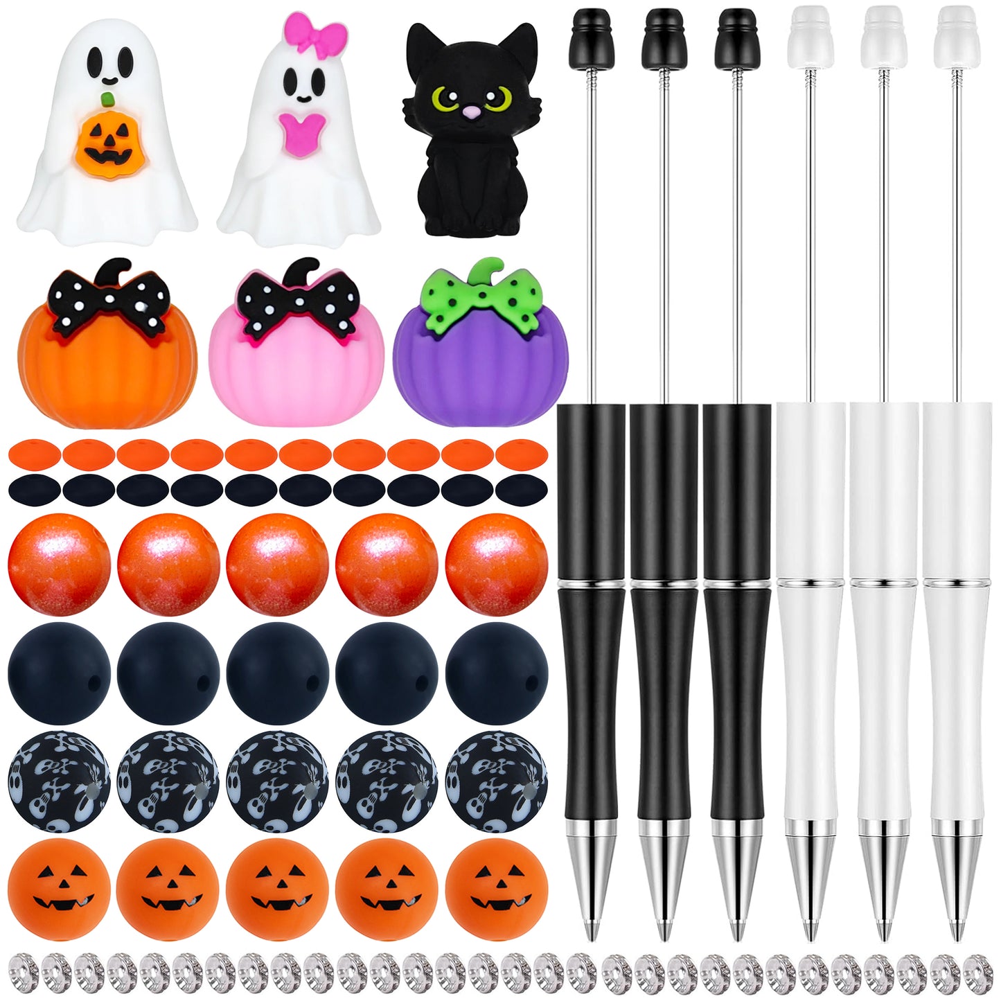 82Pcs Halloween Assorted Loose Bead Pen Kit,Spooky Focal