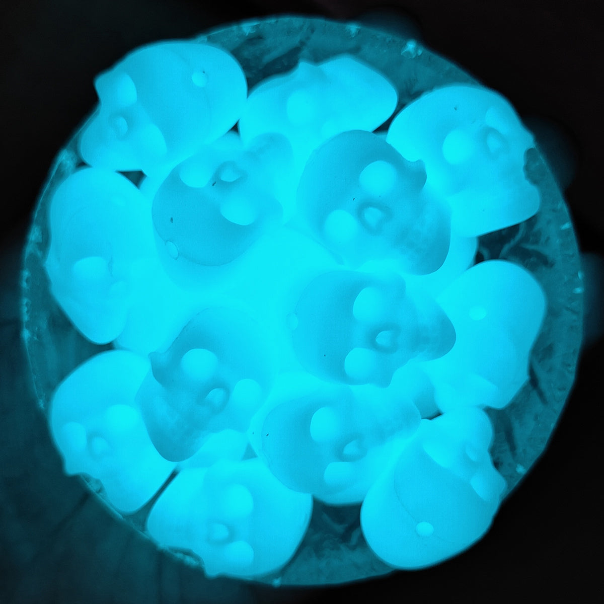 Glow In The Dark/Luminous Transparent White Skull Focal Beads