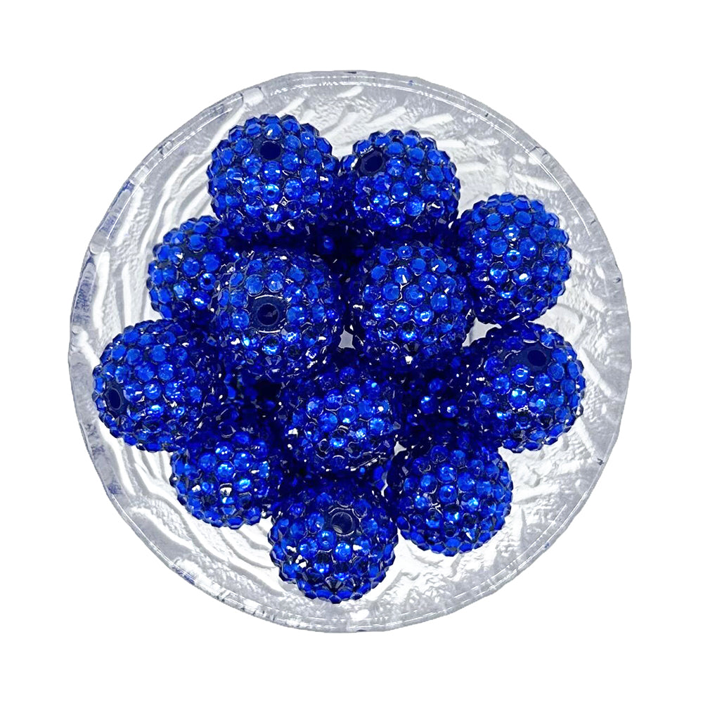 20mm Sapphire Rhinestone Bubblegum Acrylic Beads