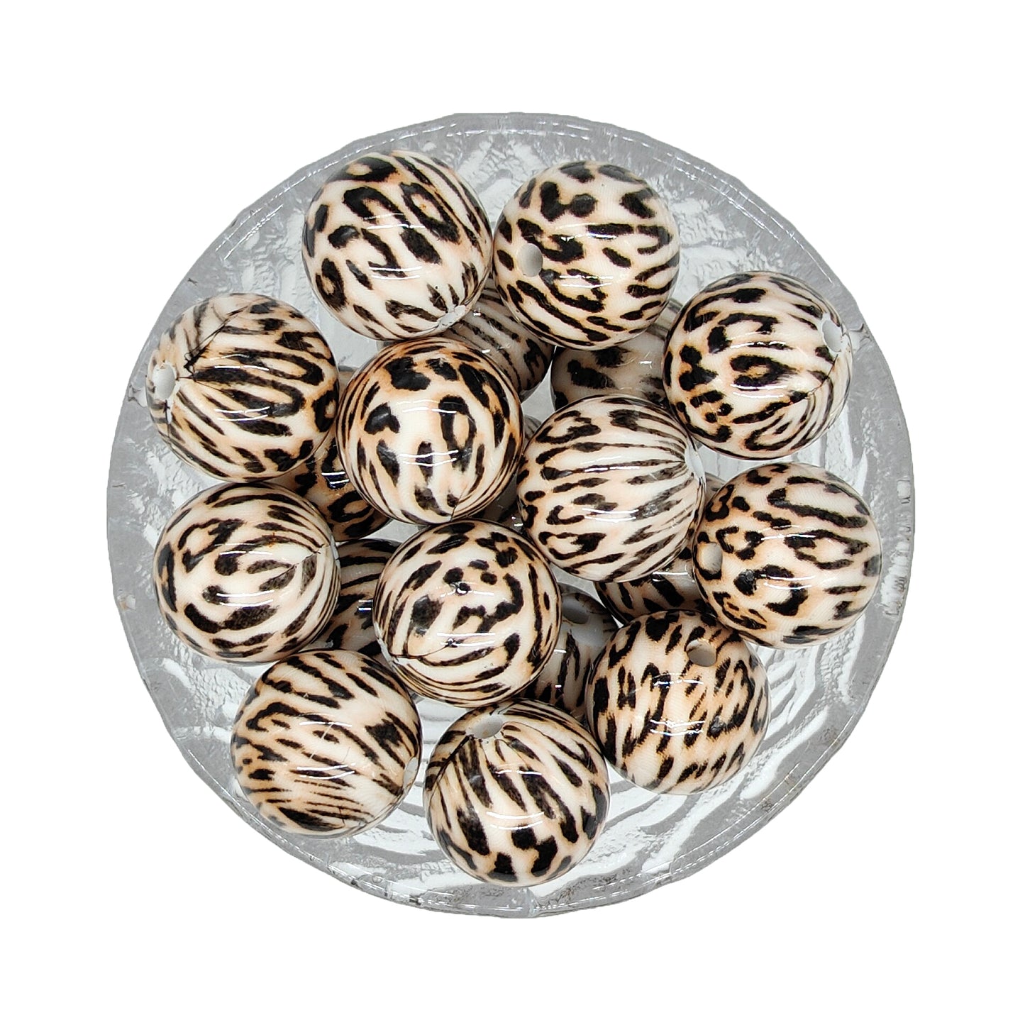 20mm Yellow Leopard Animal Print Chunky Bubblegum Acrylic Beads