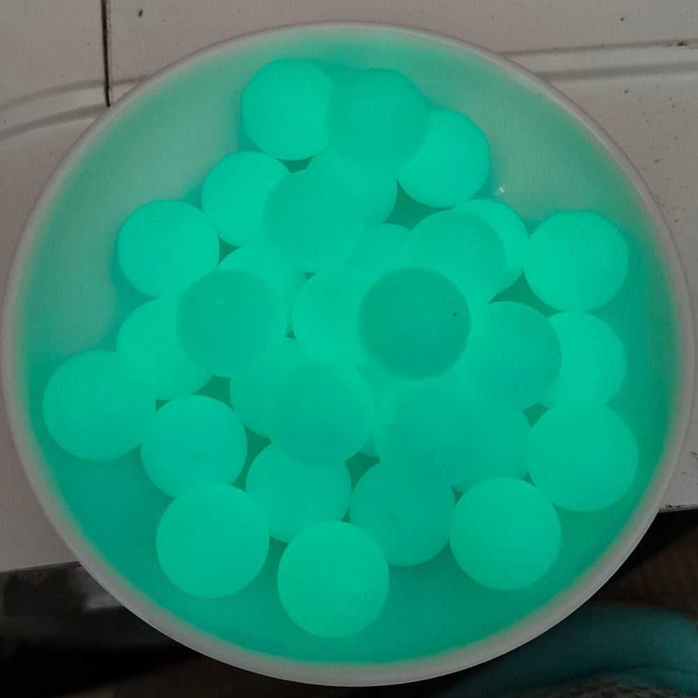 12/15mm Blue Luminous Silicone Beads - Round - #101