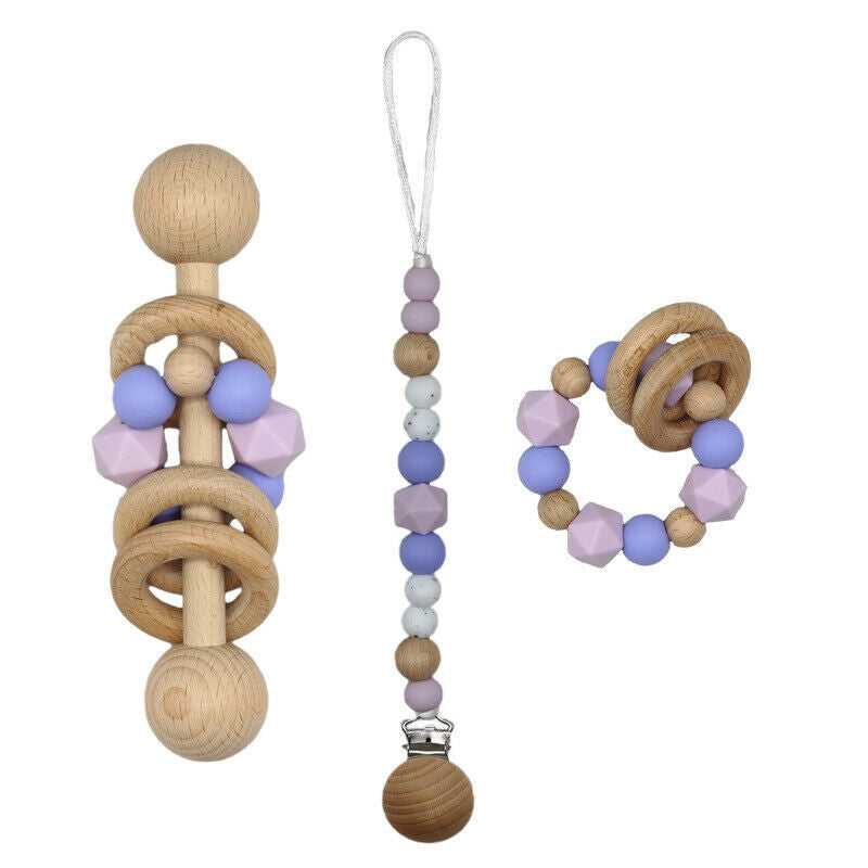 Dummy Pacifier Clip Baby Teething Bracelet Set