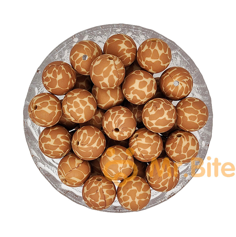 15mm Tawny Giraffe Silicone Beads - Round