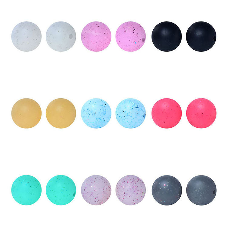 15mm Round Glitter Silicone Beads – MrBiteBabyStore