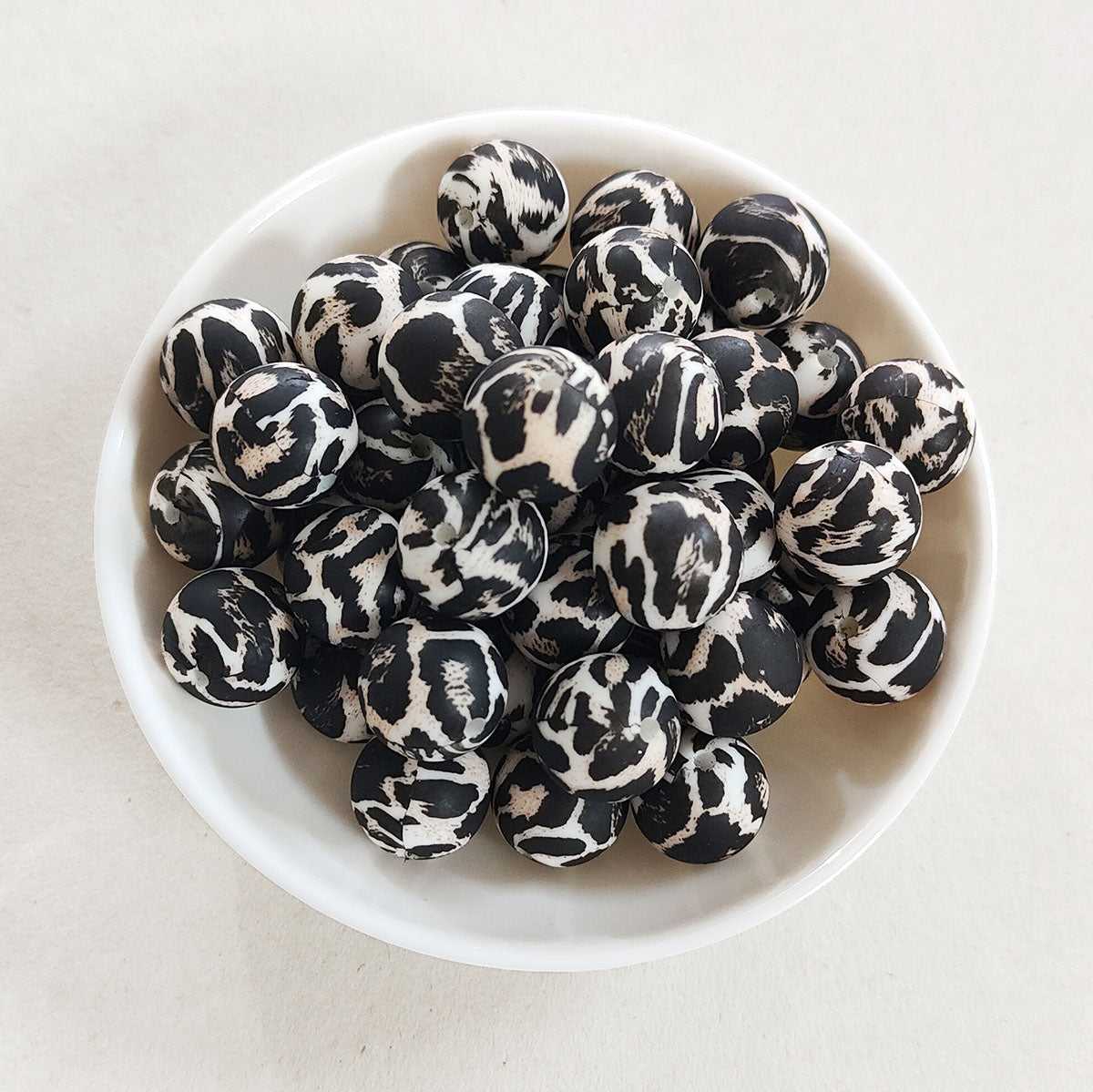 12/15mm Leopard Silicone Beads - Round - #1